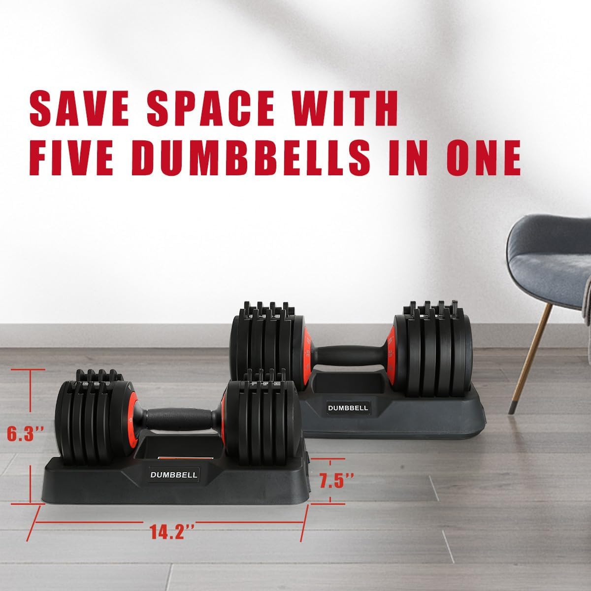 25/55 lbs Pair Adjustable Dumbbell Set, Fast Adjust Dumbbell Weight for Exercises Pair Dumbbells for Men and Women in Home Gym Workout Equipment, Dumbbell with Tray Suitable for Full Body