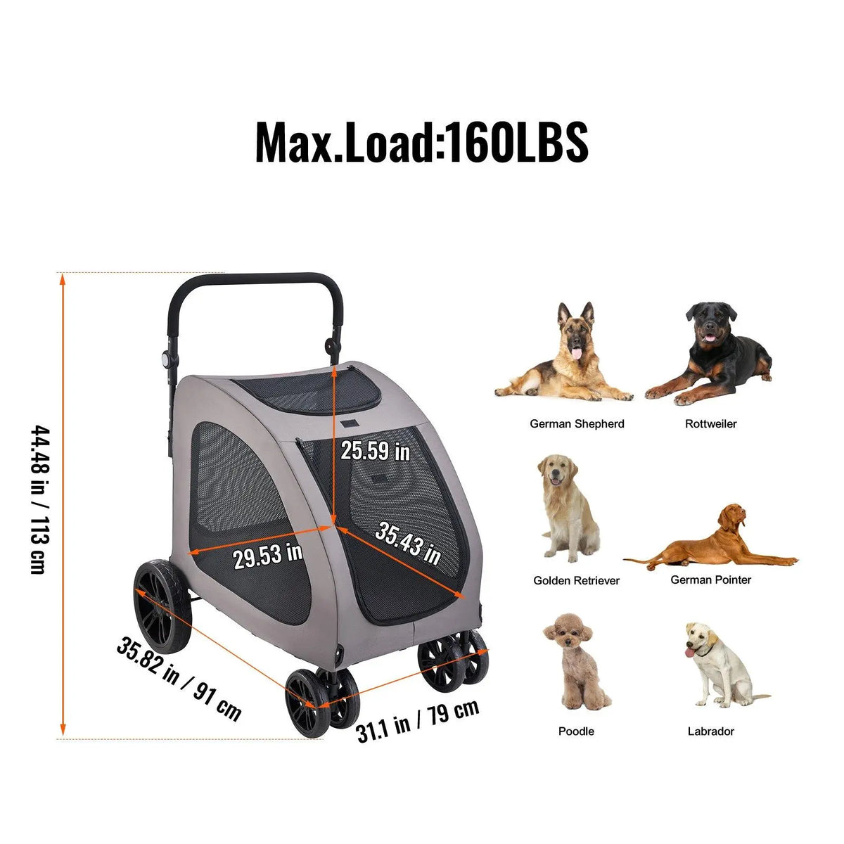 PawRover XL 160 All-Terrain Pet Stroller & Mobile Comfort Cabin