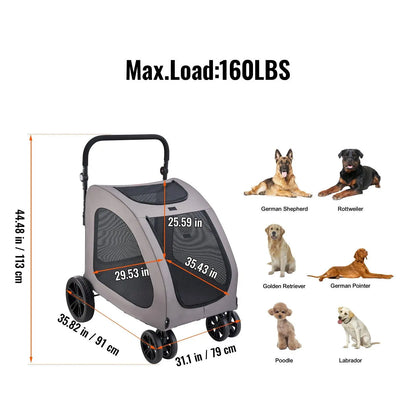 PawRover XL 160 All-Terrain Pet Stroller & Mobile Comfort Cabin