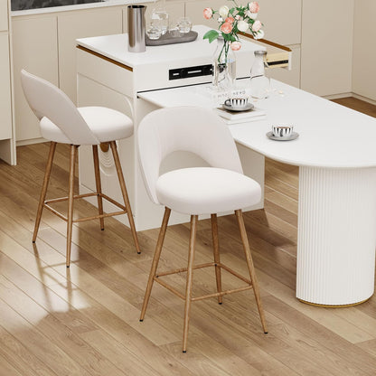 360°/180° Auto-Return Swivel Counter Stool with Solid Wood Legs