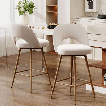 360°/180° Auto-Return Swivel Counter Stool with Solid Wood Legs